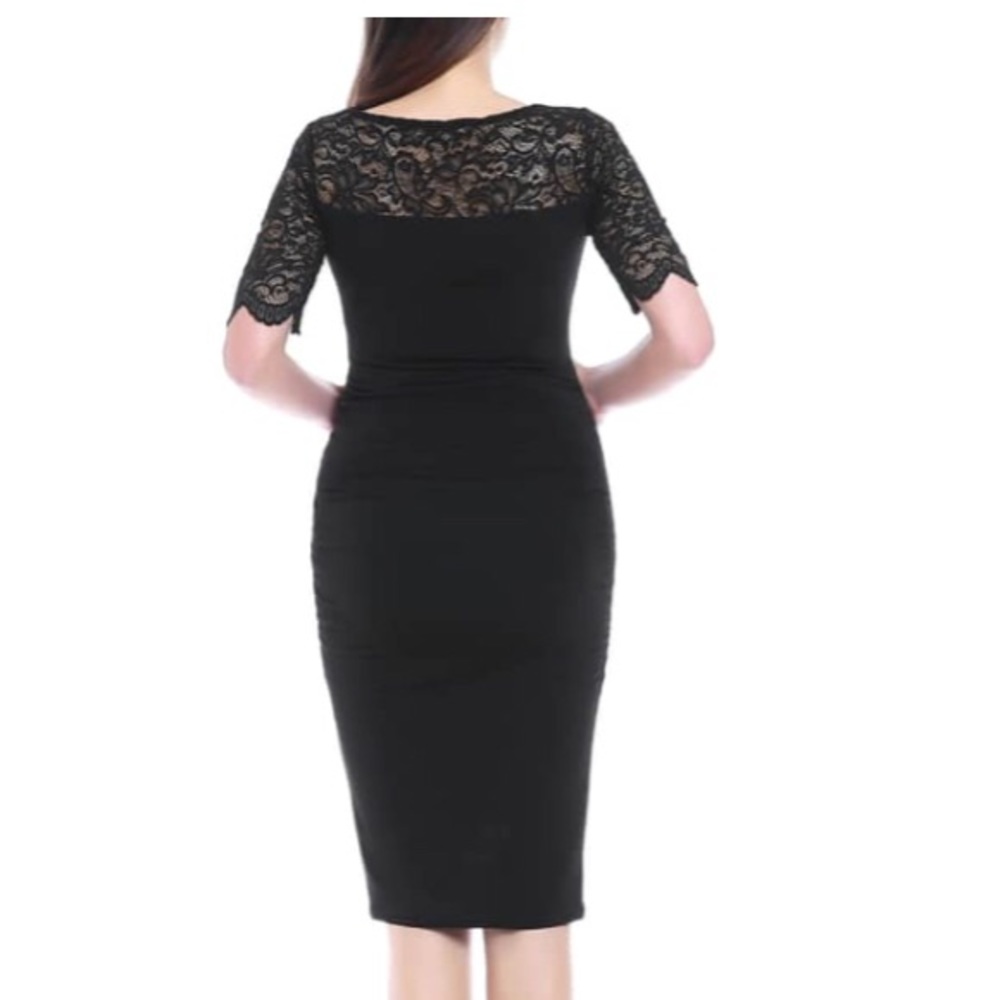 Kimi + Kai Lace Trim Ruched Maternity Dress - Picture 5 of 7